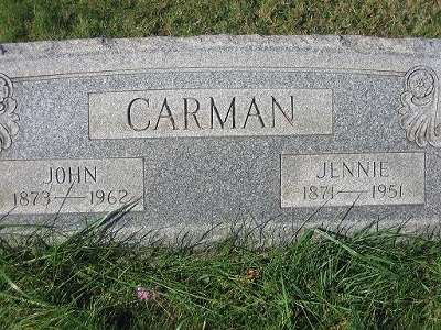 John Carman Jun 29 1873-1962 / Elizabeth Jane Parks Mar 26 1871-1951  