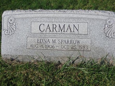 Edna M Carman Sparrow Aug 4 1906-Oct 25 1983 