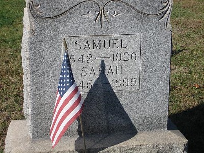 Samuel Carman Jan 16 1842-1926 / Sarah S Harris Feb 9 1845-1899 